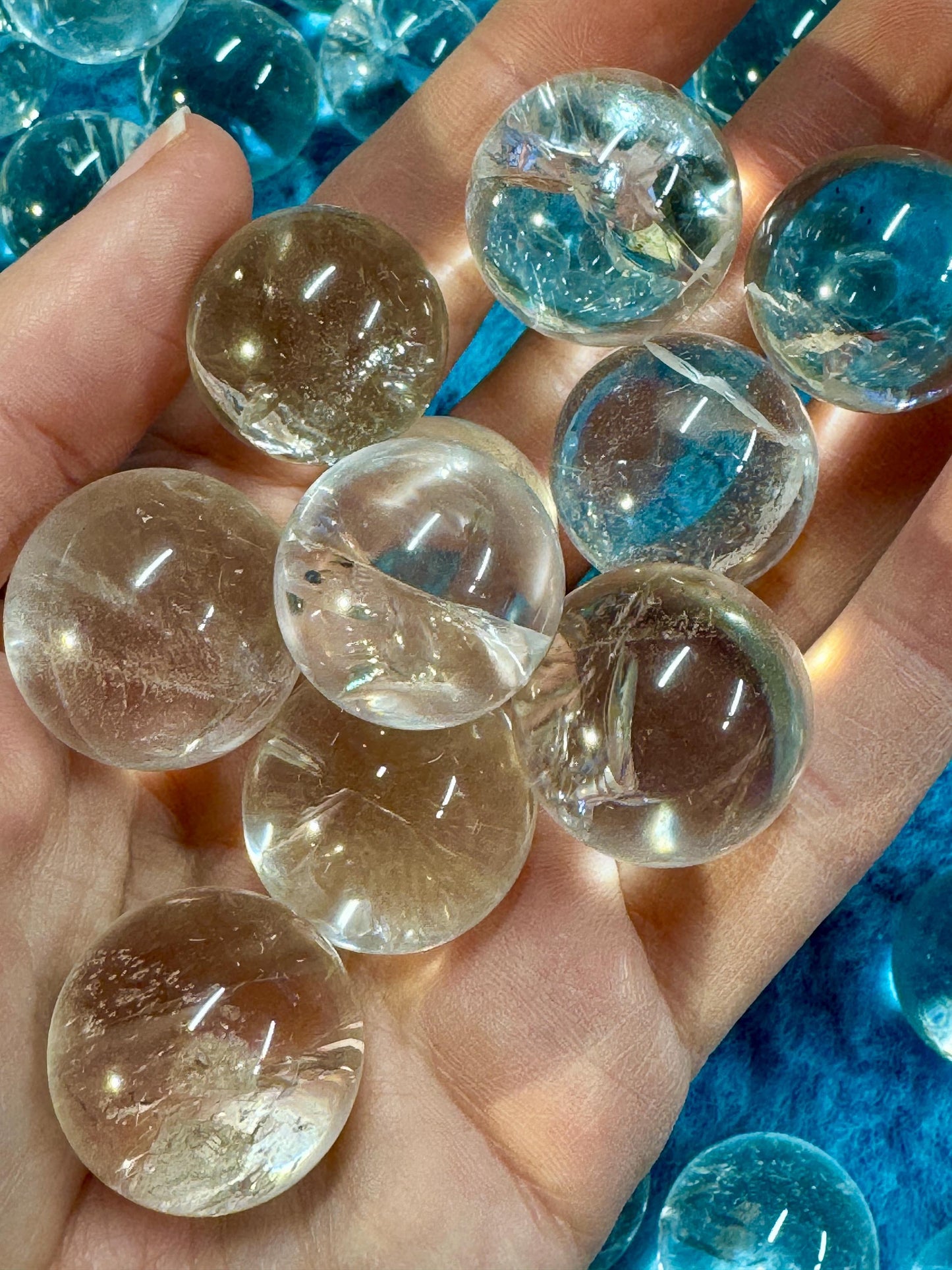 Clear quartz Spheres with rainbows