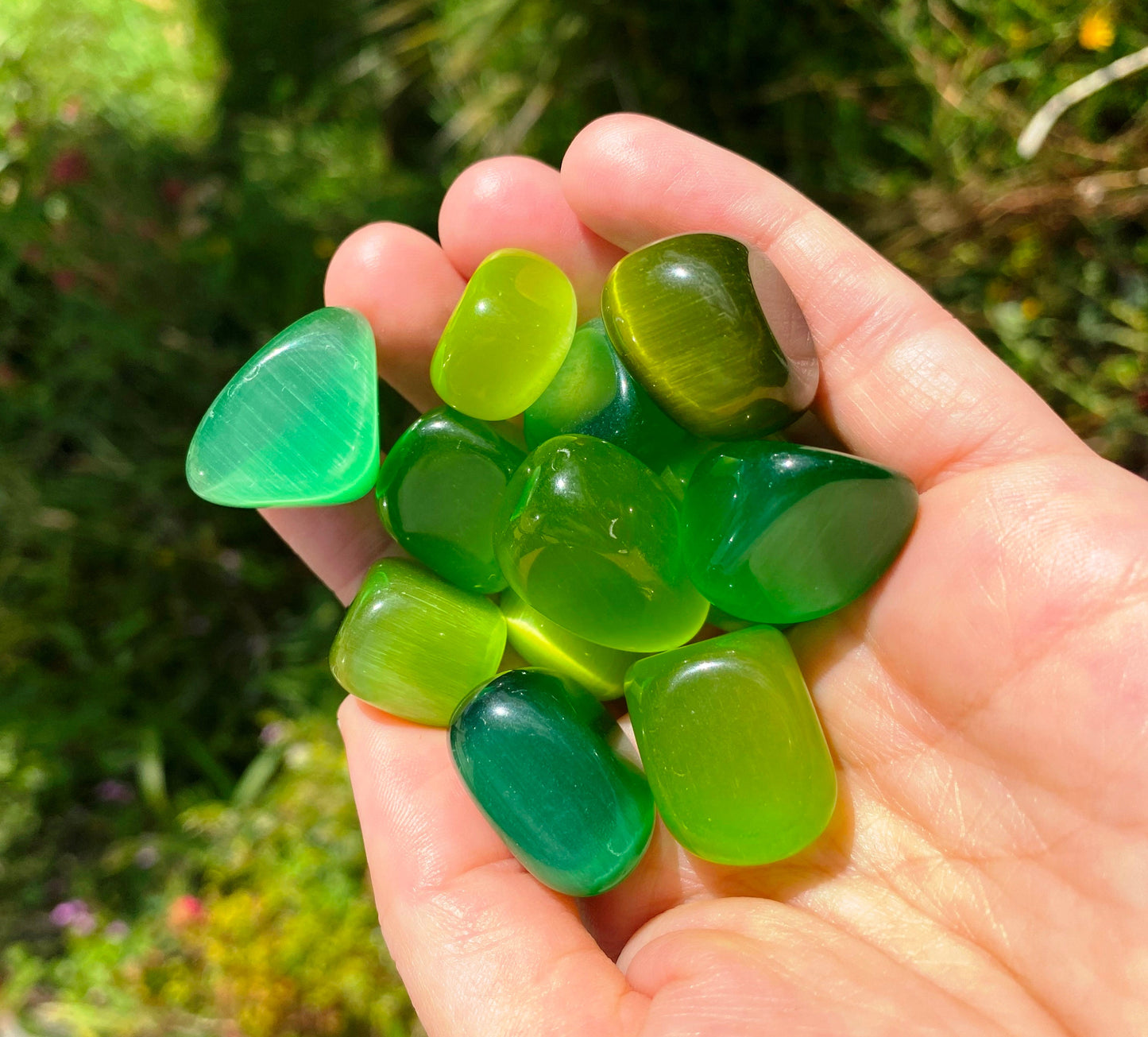 Green cat's eye Tumblestones