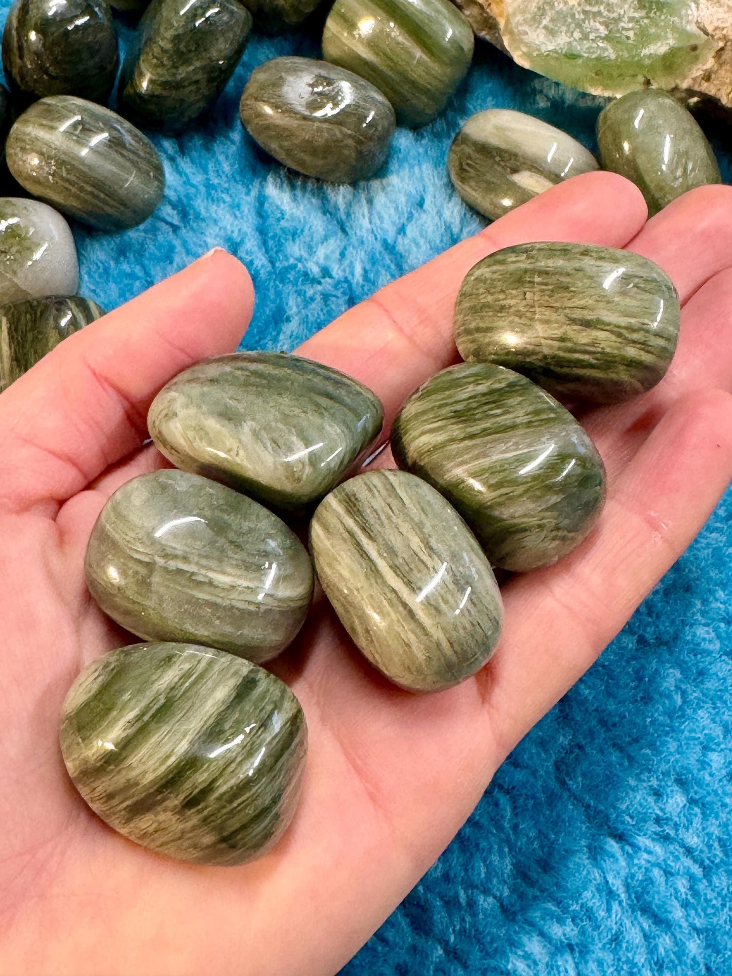Rutilated Green Quartz Tumblestone