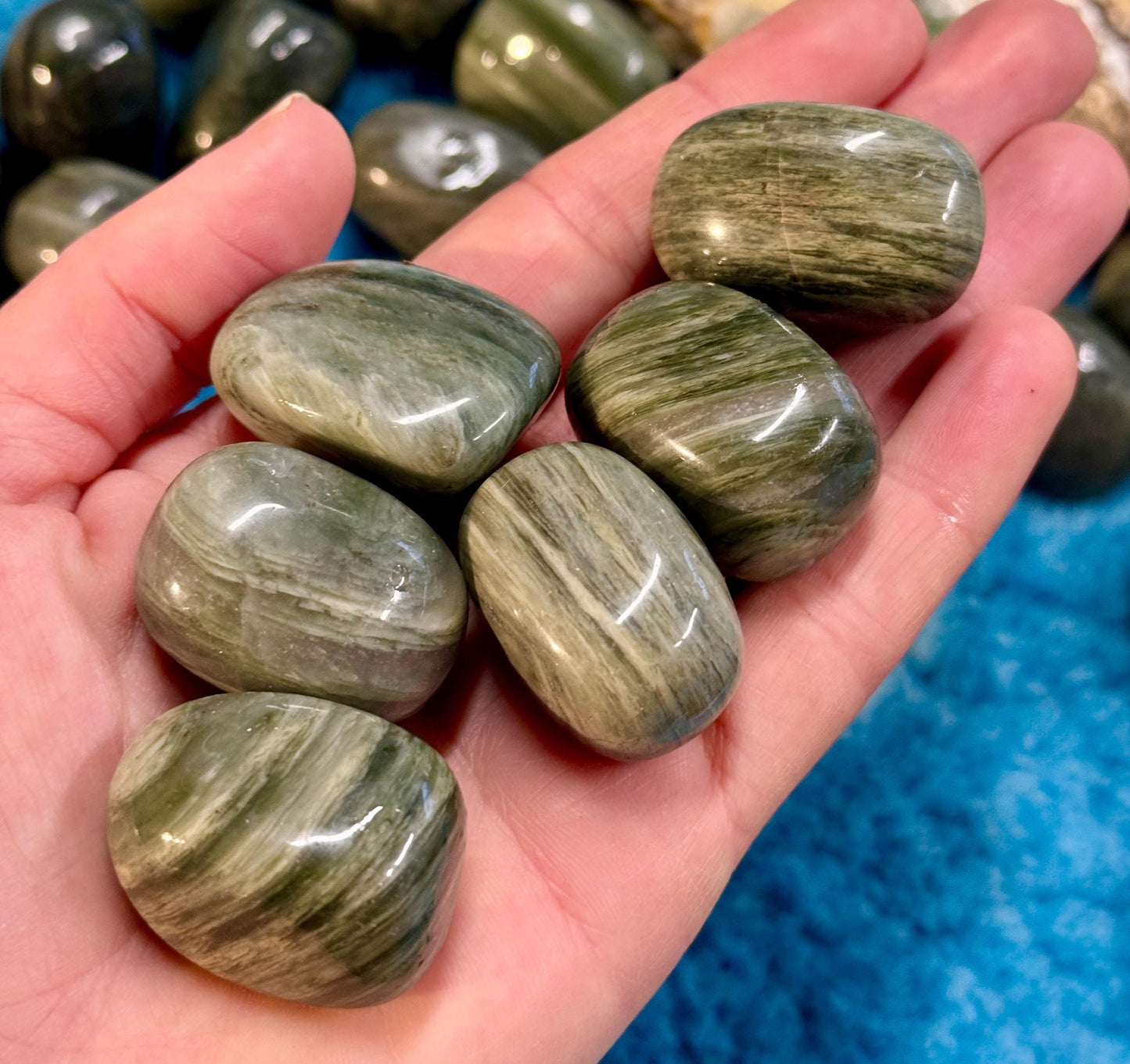 Rutilated Green Quartz Tumblestone