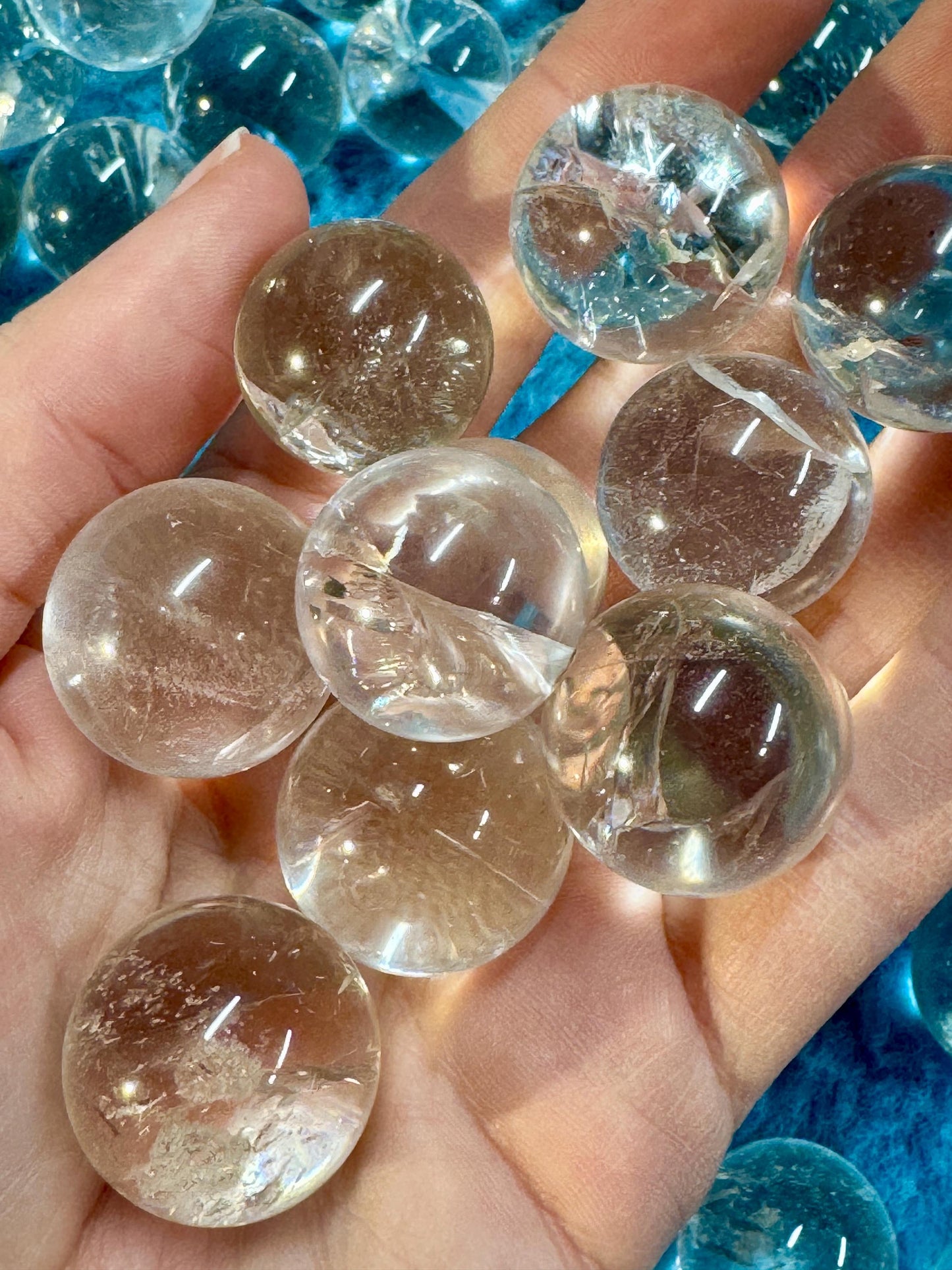 Clear quartz Spheres with rainbows