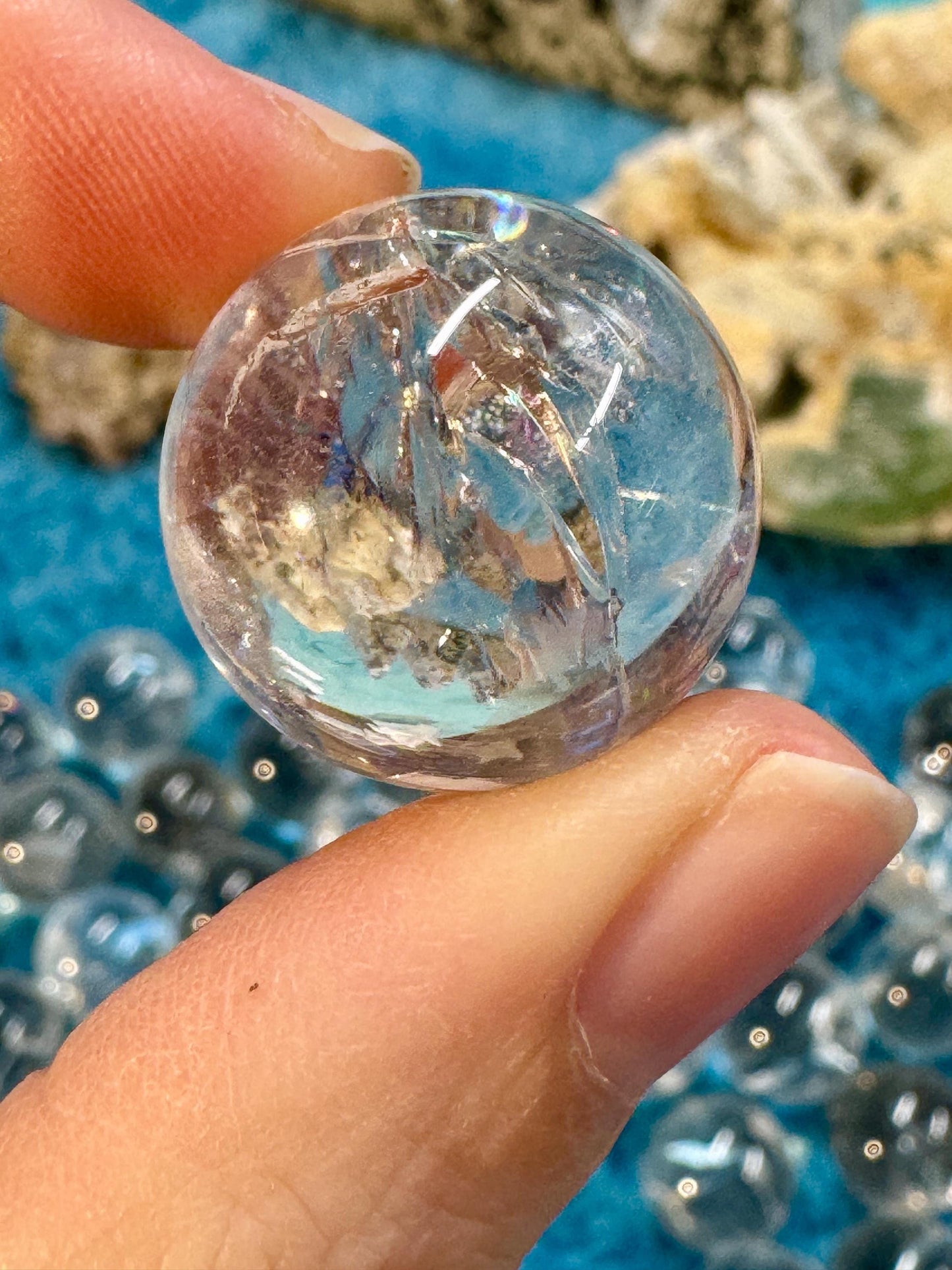 Clear quartz Spheres with rainbows