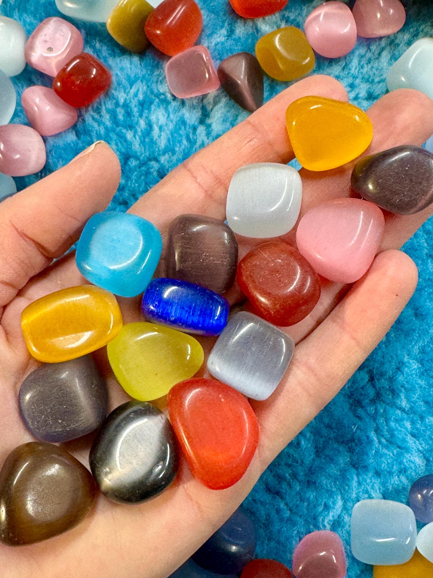 Rainbow Cats eye Tumblestones