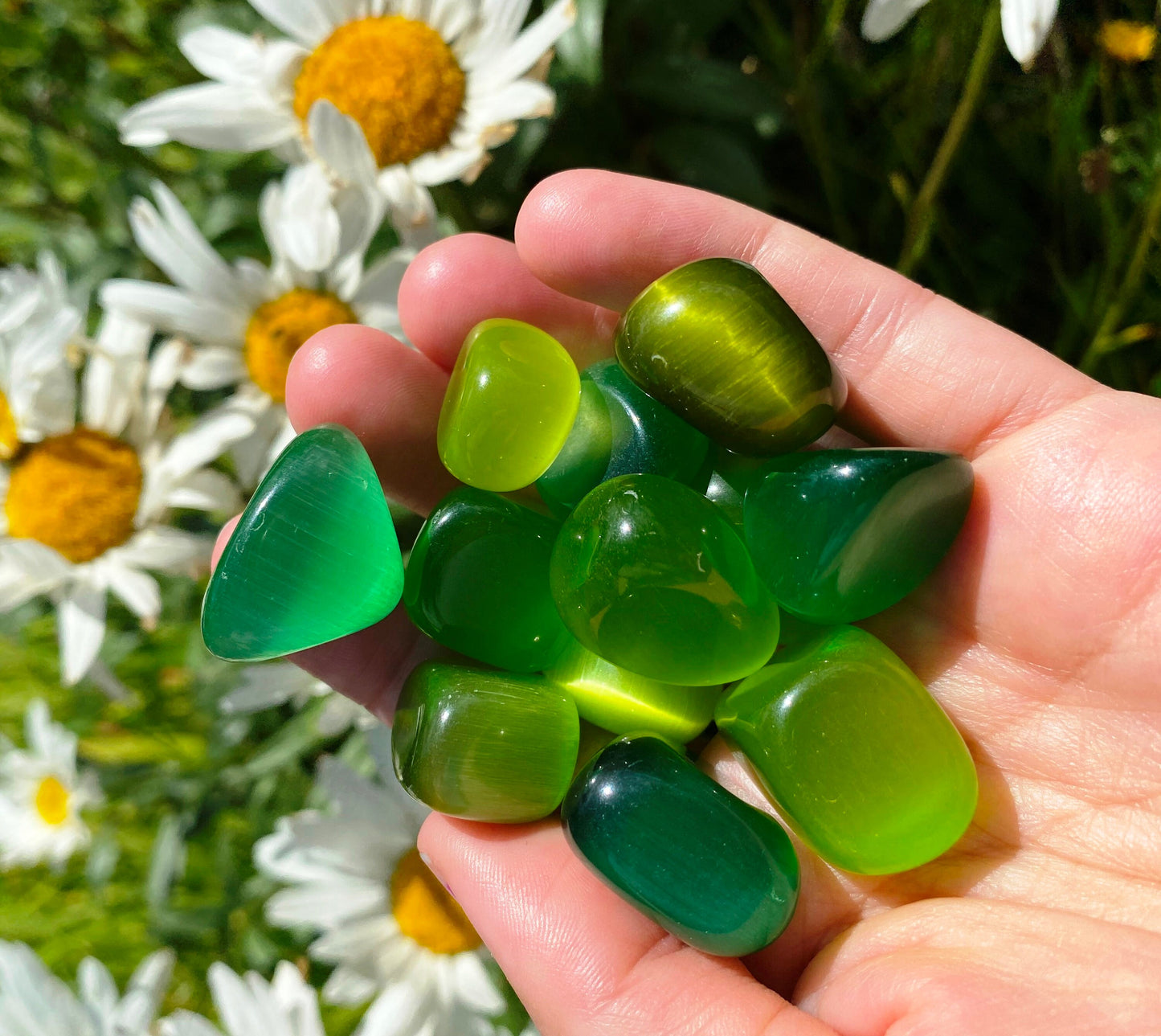 Green cat's eye Tumblestones