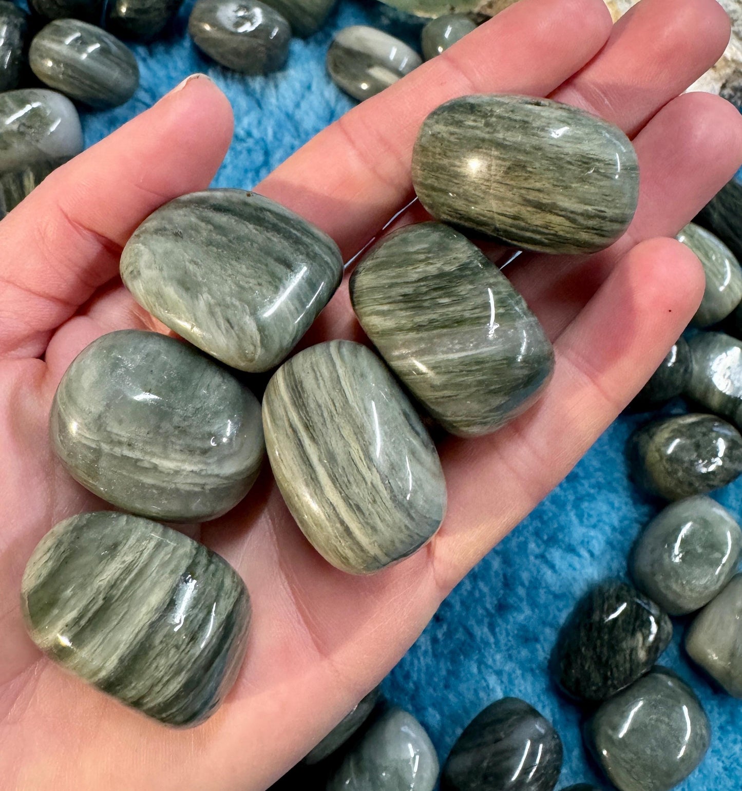 Rutilated Green Quartz Tumblestone