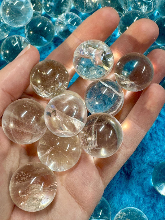 Clear quartz Spheres with rainbows