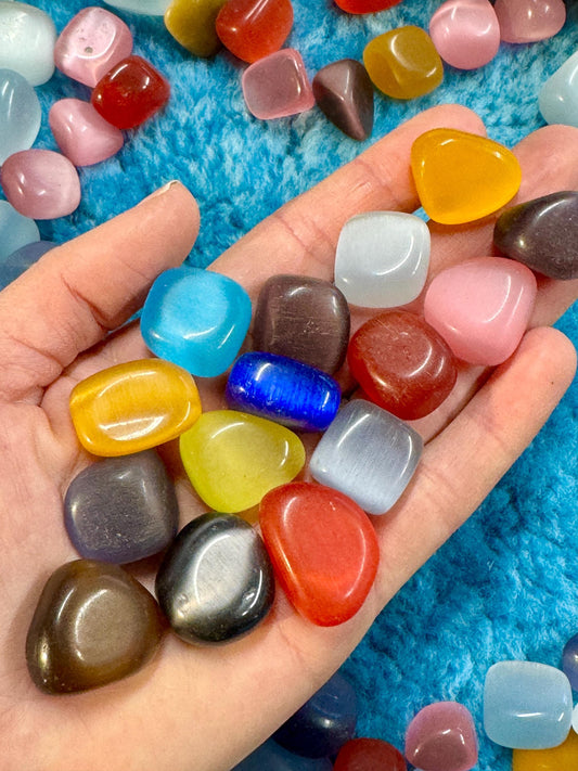 Rainbow Cats eye Tumblestones