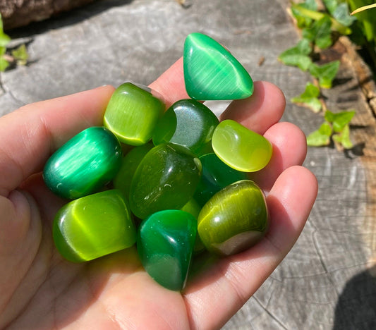 Green cat's eye Tumblestones