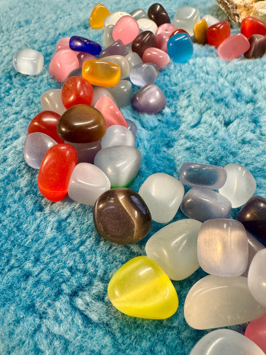 Rainbow Cats eye Tumblestones