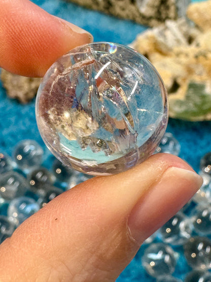 Clear quartz Spheres with rainbows
