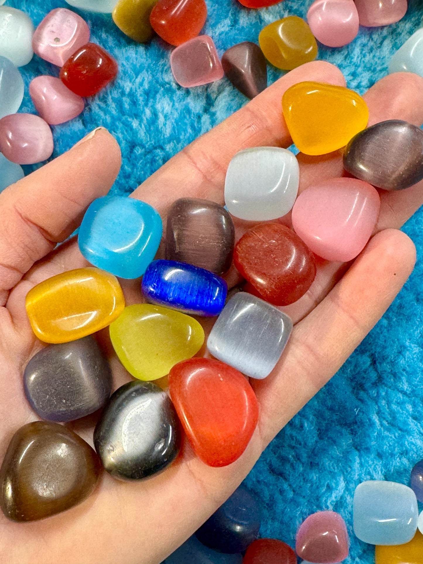 Rainbow Cats eye Tumblestones